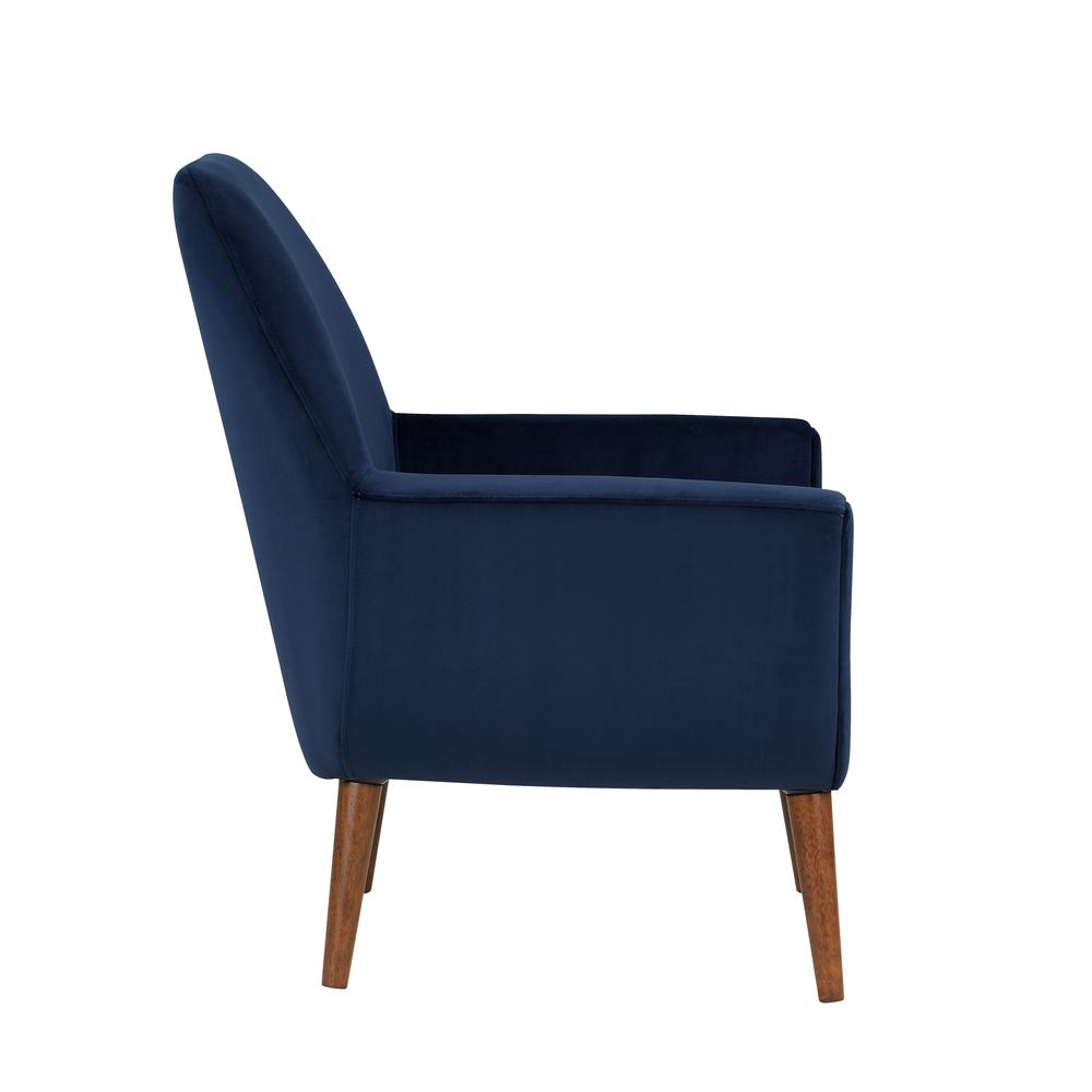 Accera Mid-Century Navy Blue Velvet Arm Chair