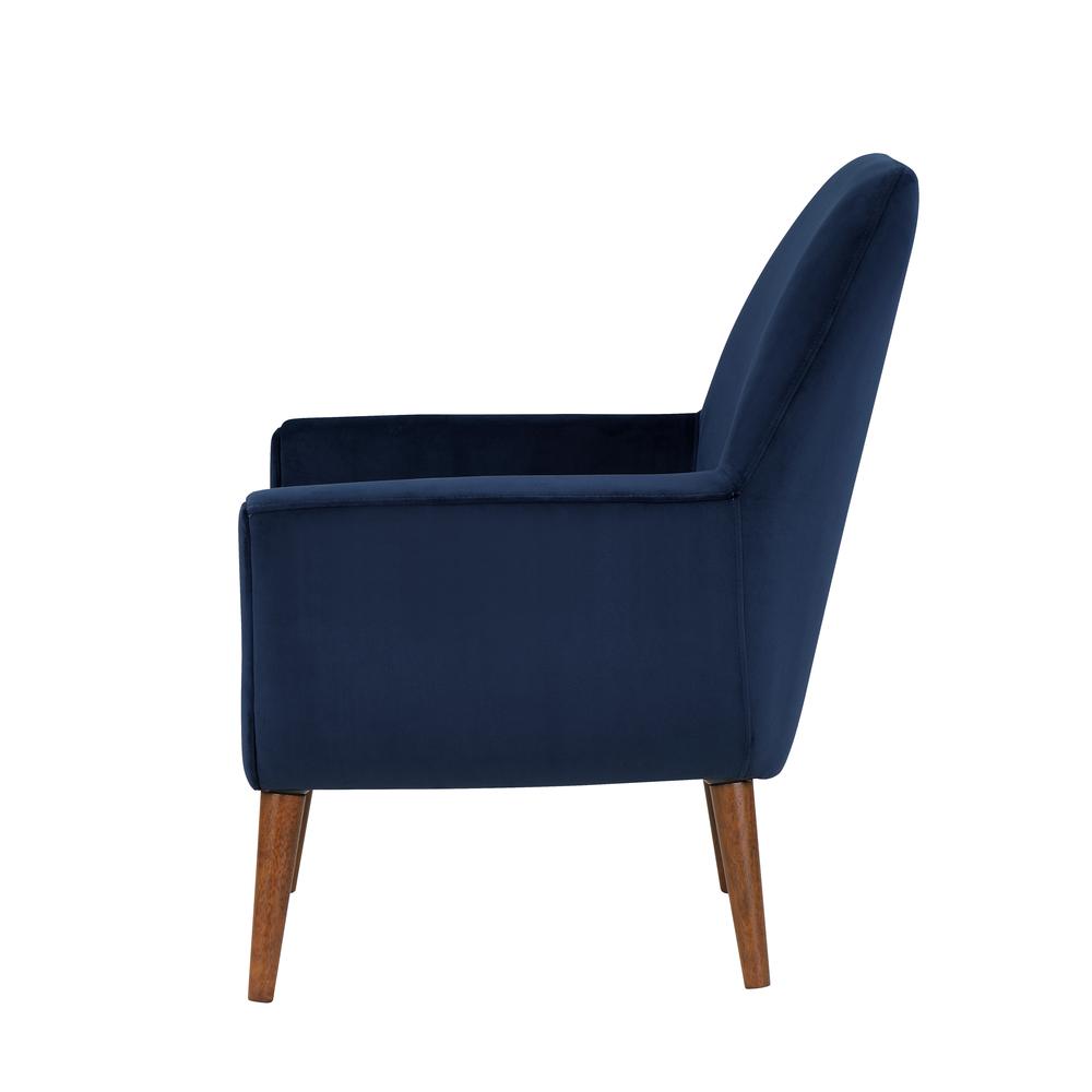 Accera Mid-Century Navy Blue Velvet Arm Chair