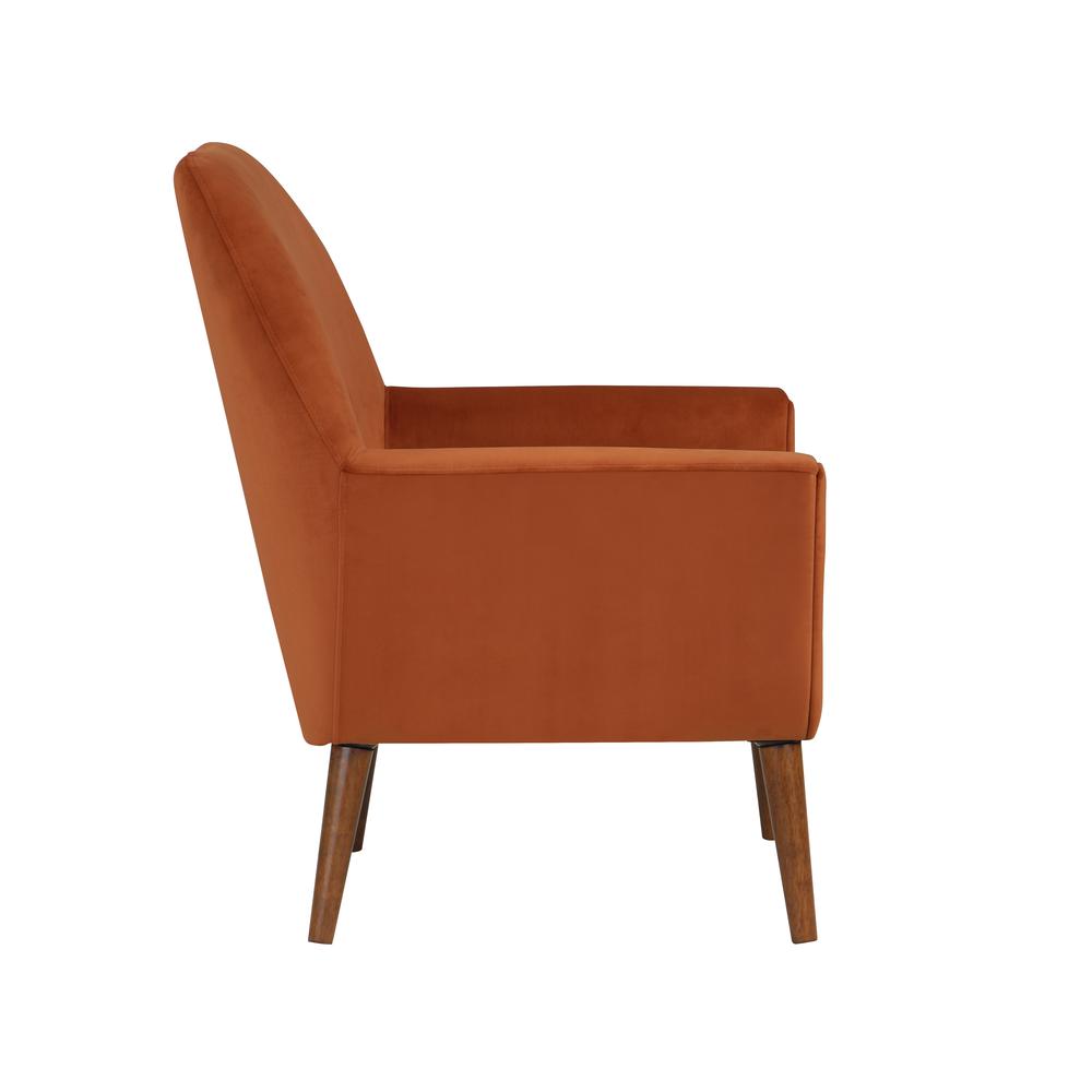 Accera Mid-Century Burnt Orange Velvet Arm Chair