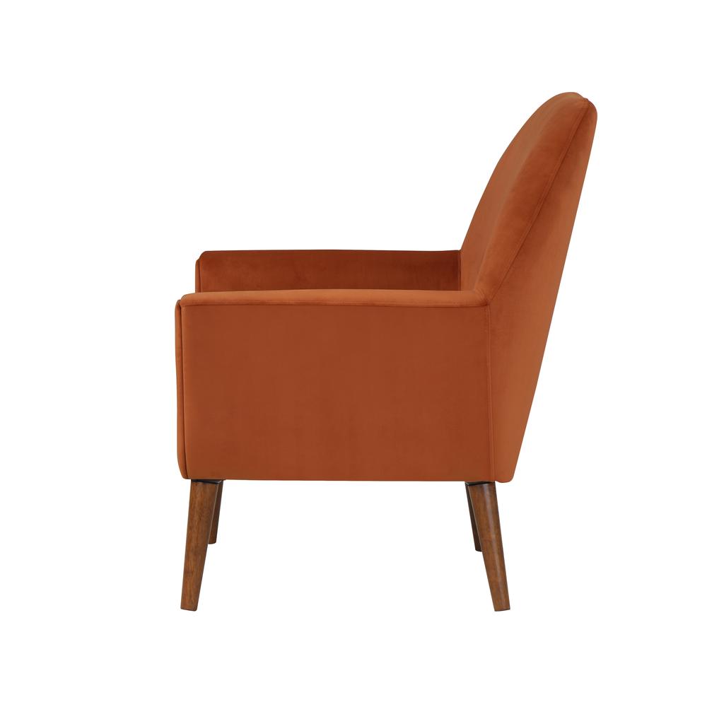 Accera Mid-Century Burnt Orange Velvet Arm Chair
