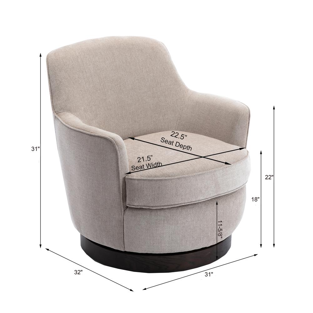 Reese Oatmeal Wood Base Swivel Chair