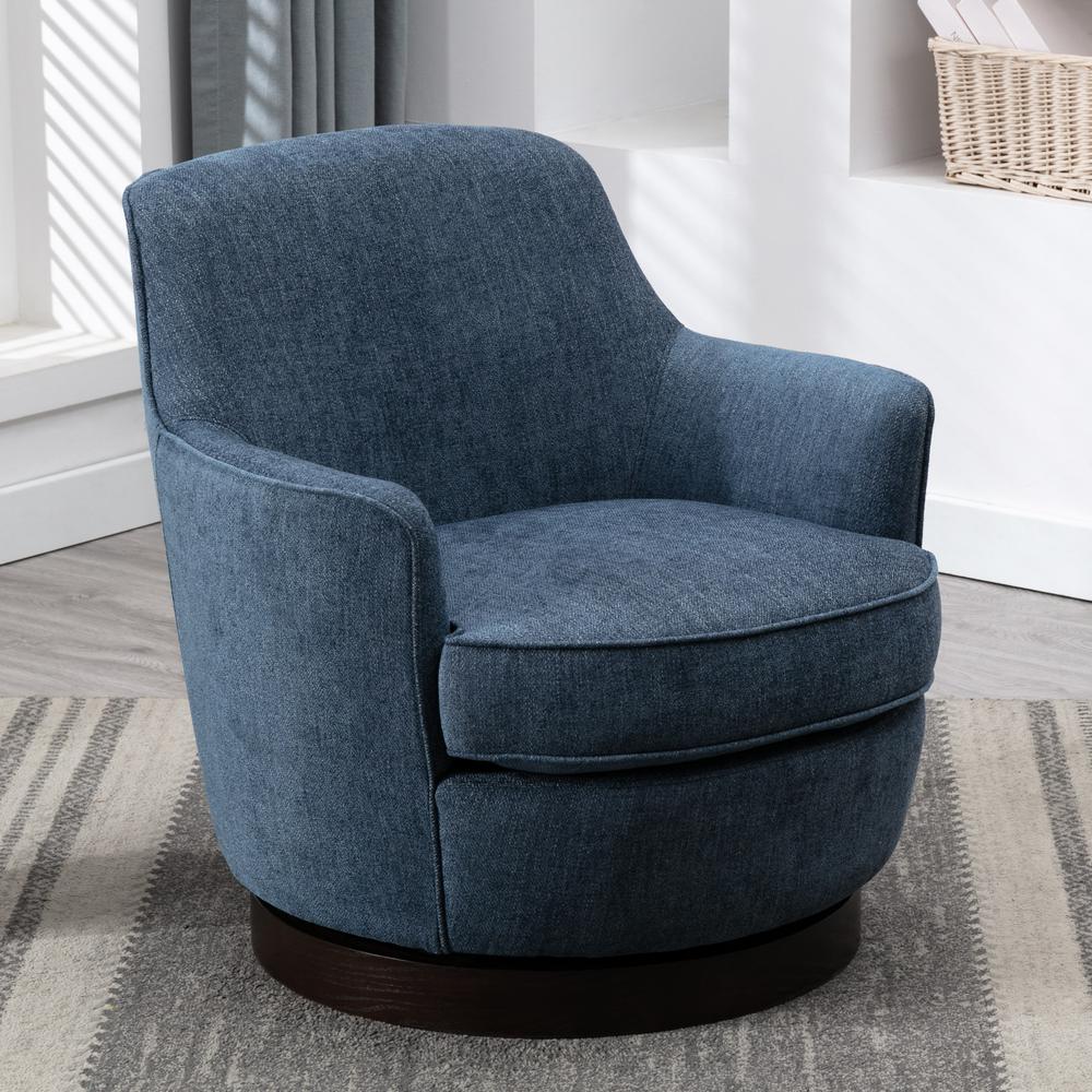 Reese Cadet Blue Wood Base Swivel Chair