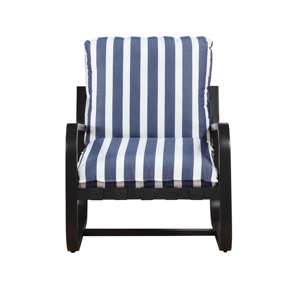 Aspen Outdoor Sling Chair Upholstered in Blue and White Stripe Fabric