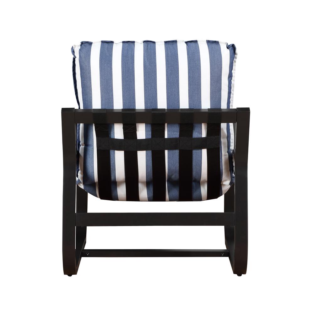 Aspen Outdoor Sling Chair Upholstered in Blue and White Stripe Fabric