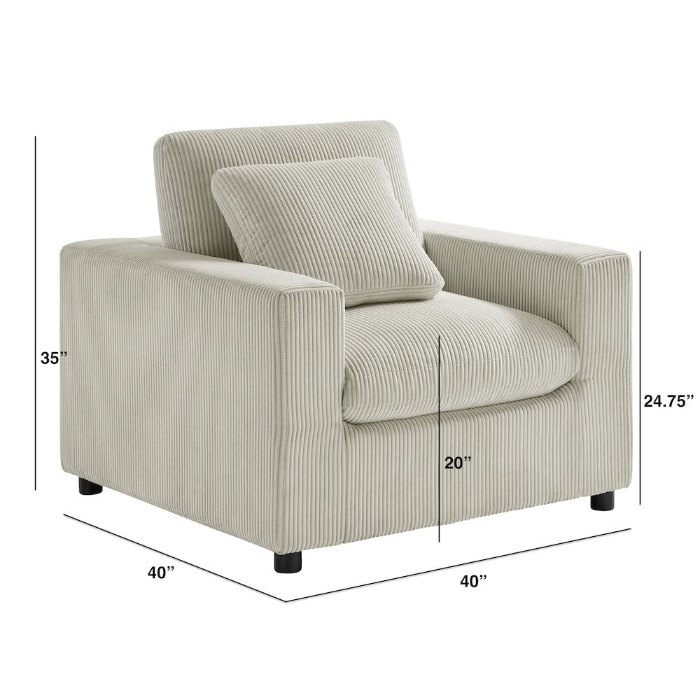 Casella Modern Armchair - Beige Corduroy