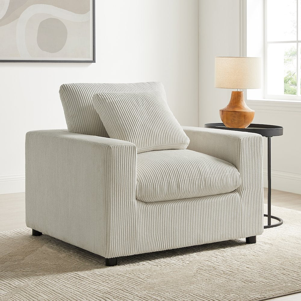 Casella Modern Armchair - Beige Corduroy