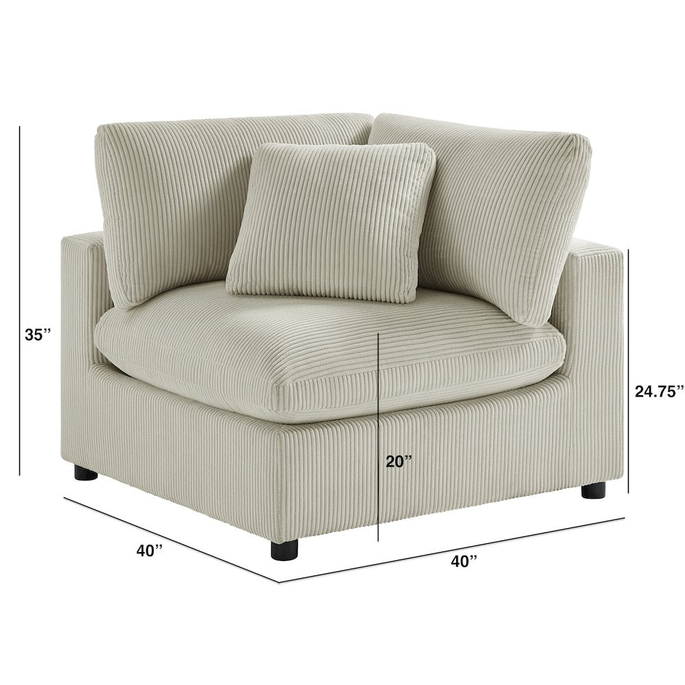 Casella Corner Wedge - Beige Corduroy