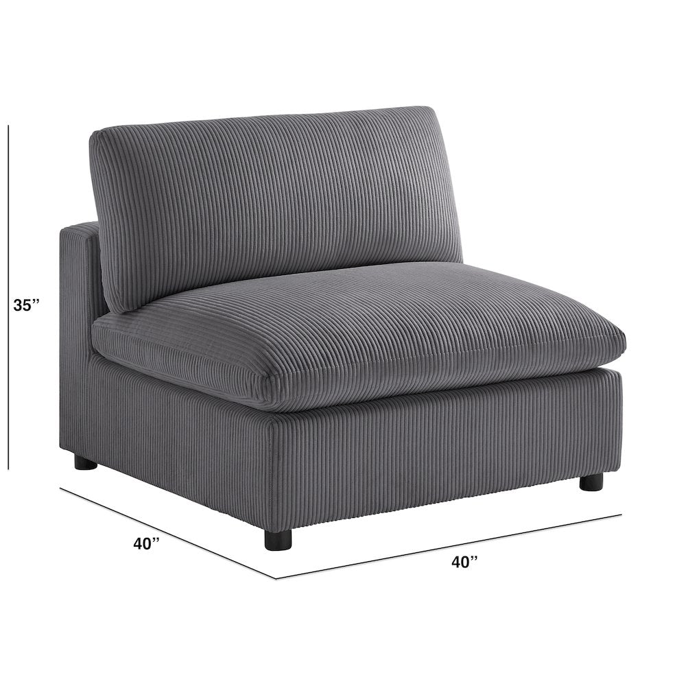 Casella Armless Chair - Charcoal Corduroy