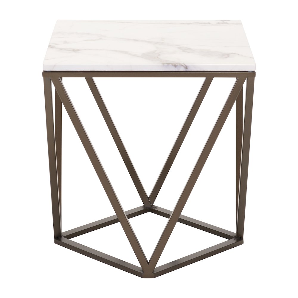 Tintern End Table White & Antique Bronze