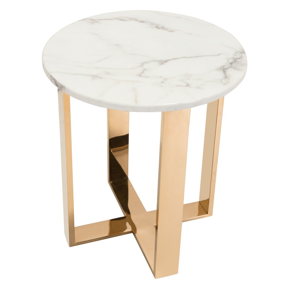 Atlas End Table White & Gold