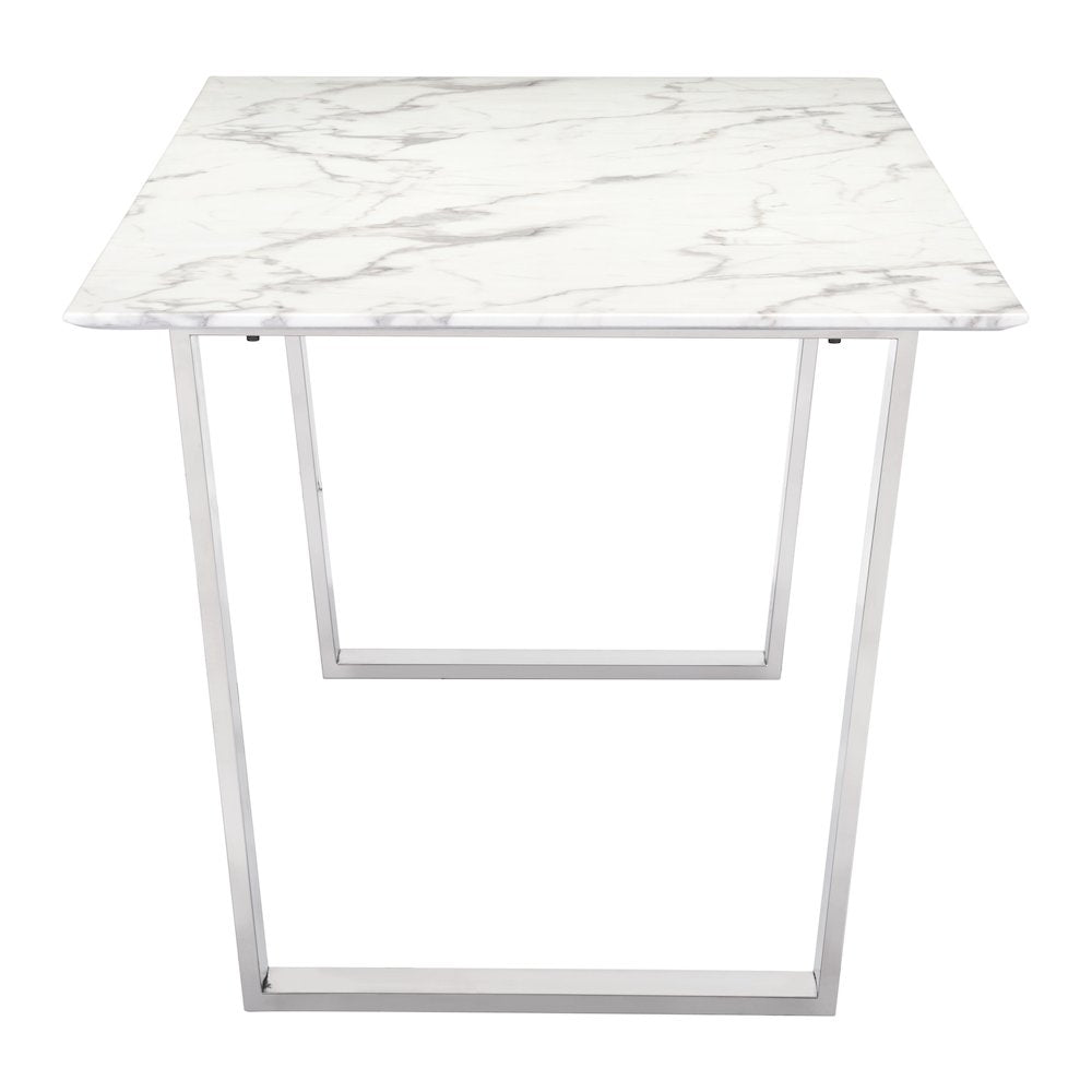 Atlas Dining Table White & Silver