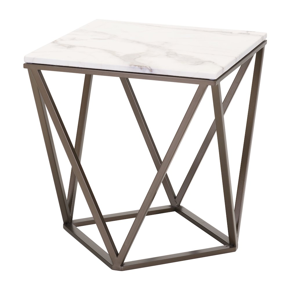Tintern End Table White & Antique Bronze