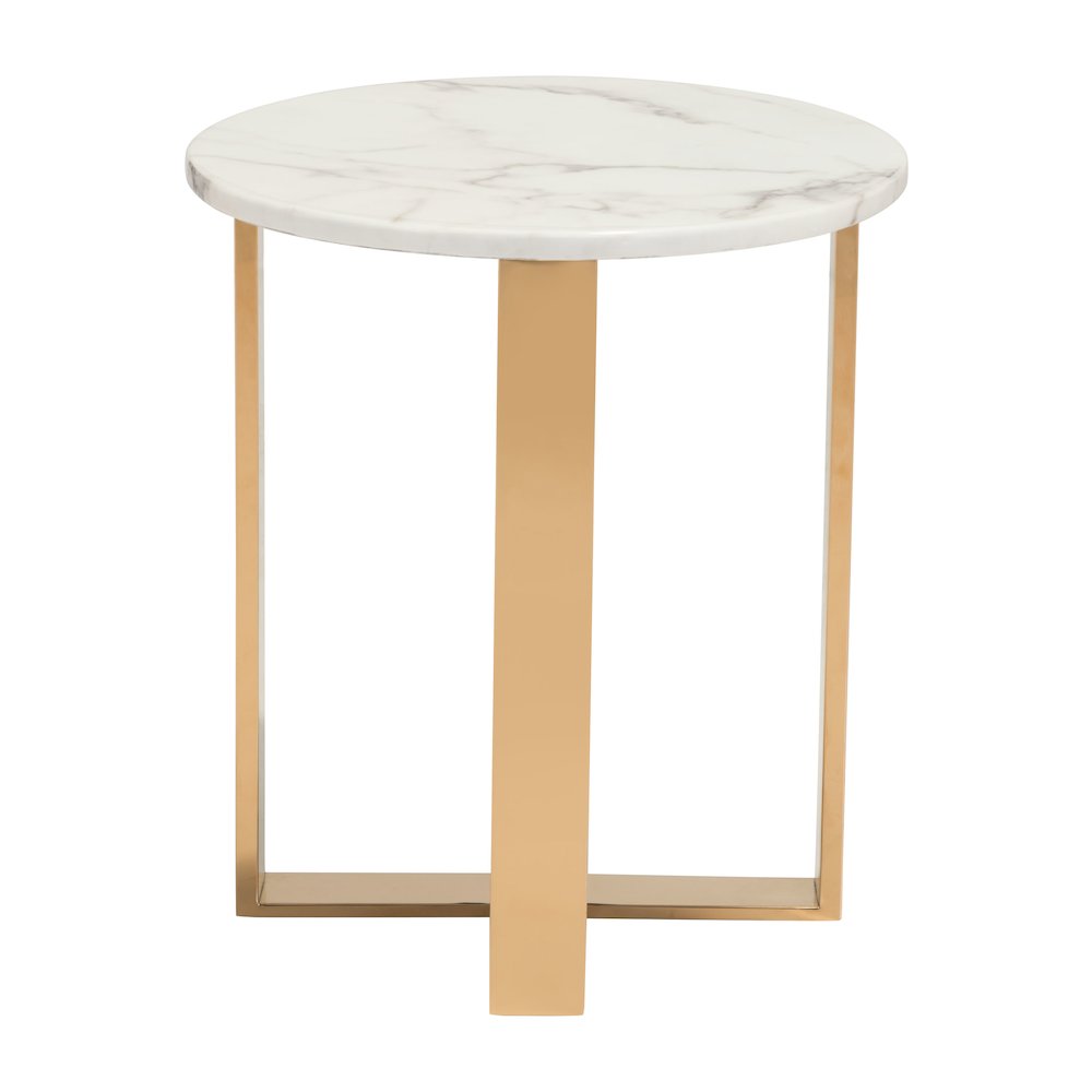 Atlas End Table White & Gold