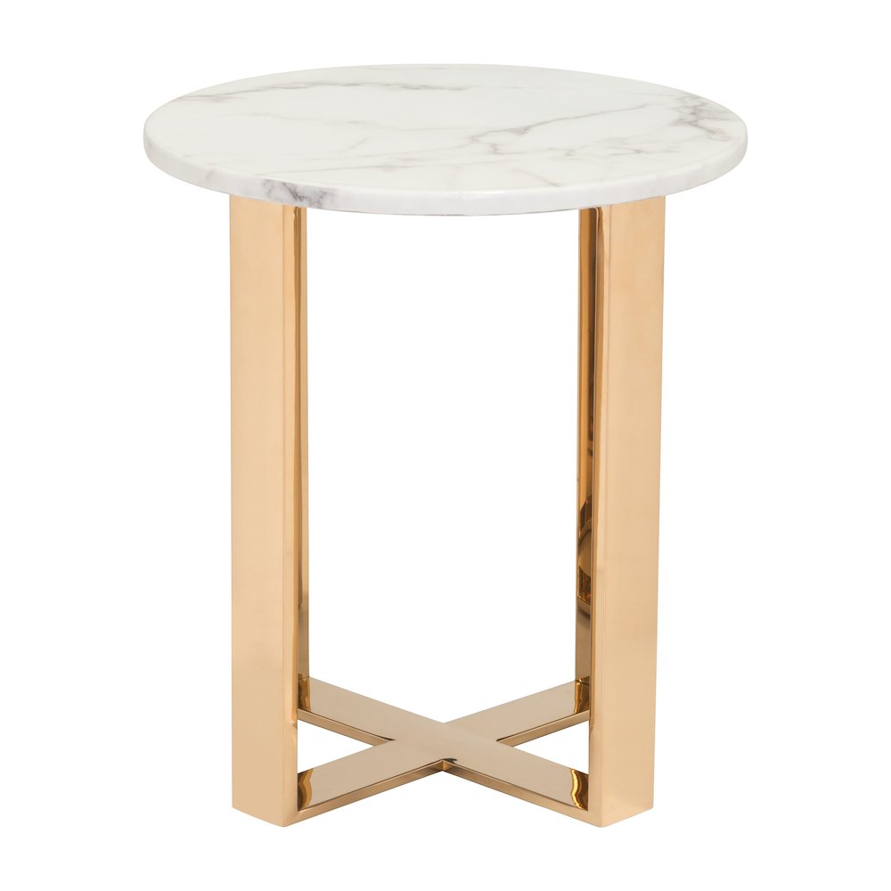 Atlas End Table White & Gold