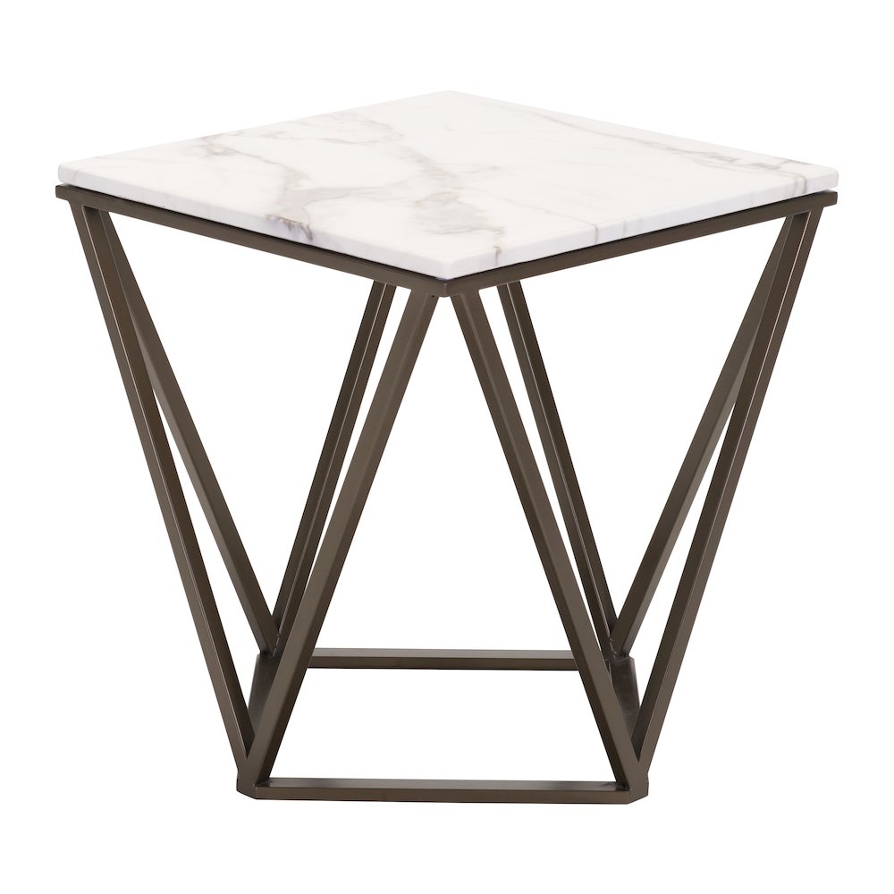 Tintern End Table White & Antique Bronze