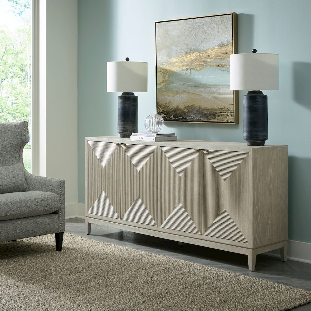 Kinsley 4 Door Accent Cabinet, W18 x D78 x H36, Light Gray
