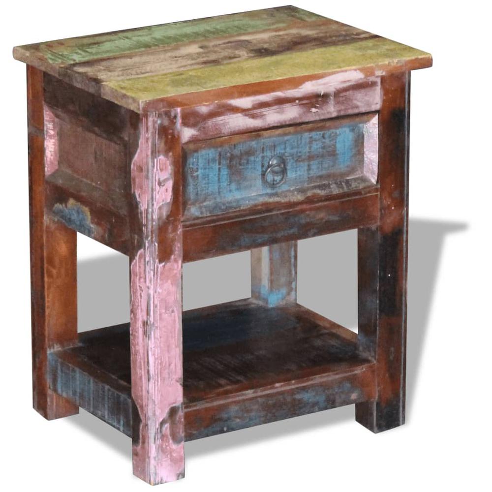 vidaXL Side Table with 1 Drawer Solid Reclaimed Wood 17"x13"x20", 243456