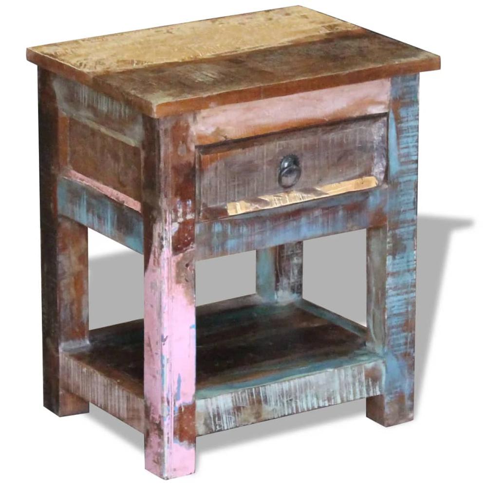 vidaXL Side Table with 1 Drawer Solid Reclaimed Wood 17"x13"x20", 243456