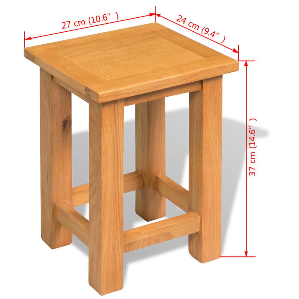vidaXL End Table Solid Oak Wood 10.6"x9.4"x14.6", 244207