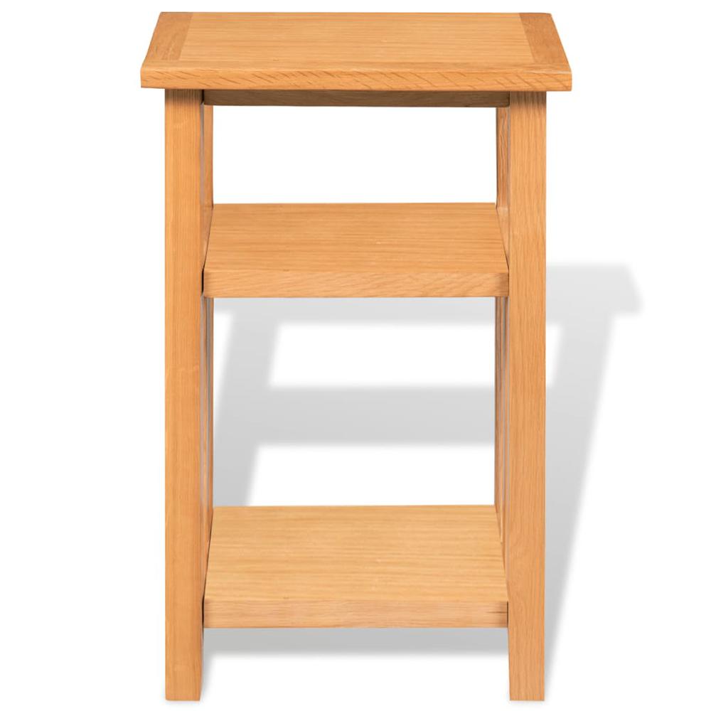 vidaXL End Table with Magazine Shelf Solid Oak Wood 10.6"x13.8"x21.7", 244211