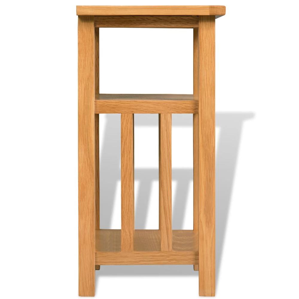 vidaXL End Table with Magazine Shelf Solid Oak Wood 10.6"x13.8"x21.7", 244211