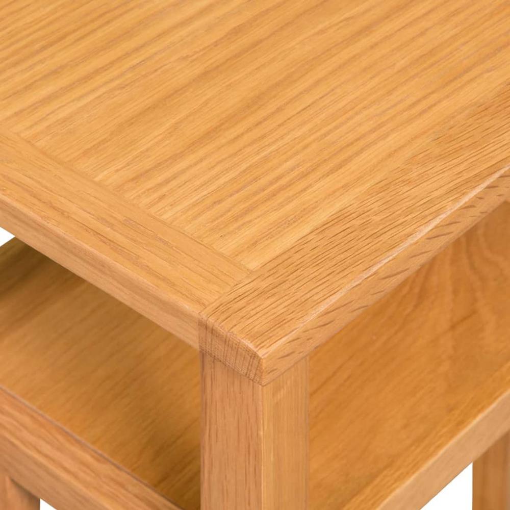 vidaXL End Table with Magazine Shelf Solid Oak Wood 10.6"x13.8"x21.7", 244211