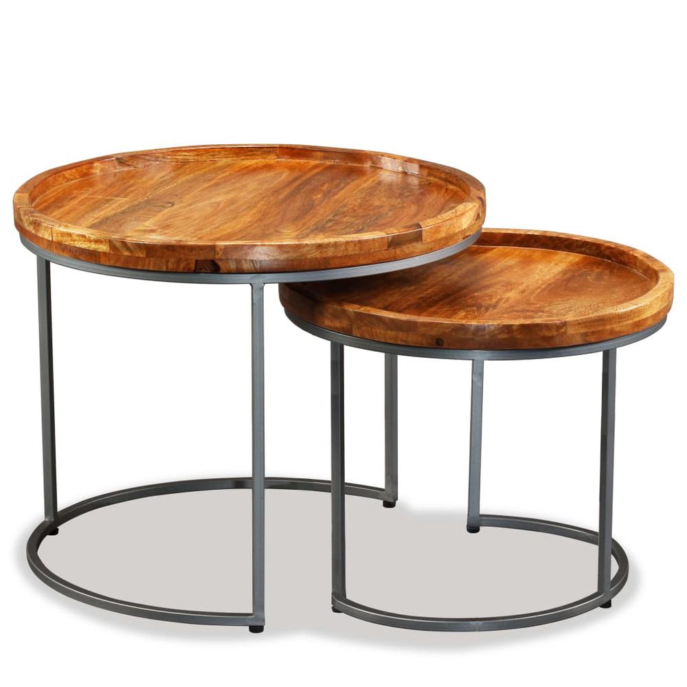 vidaXL Side Table Set 2 Pieces Solid Mango Wood, 244585