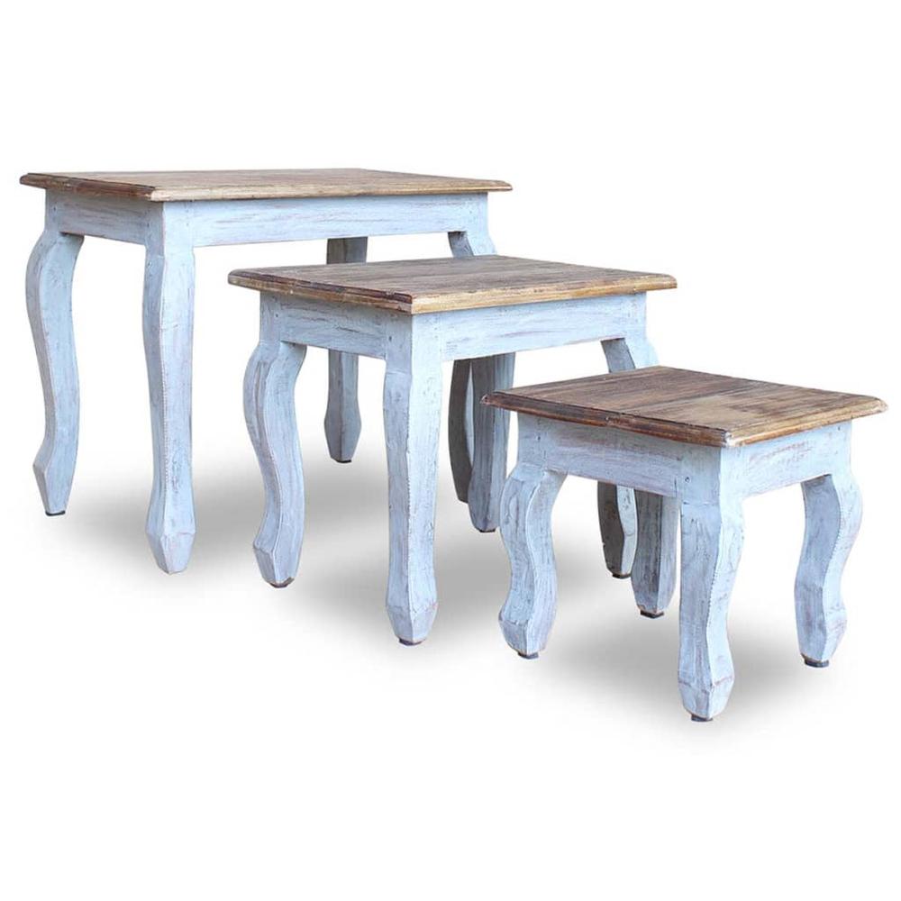 vidaXL Nesting Table Set 3 Pieces Solid Reclaimed Wood, 244505