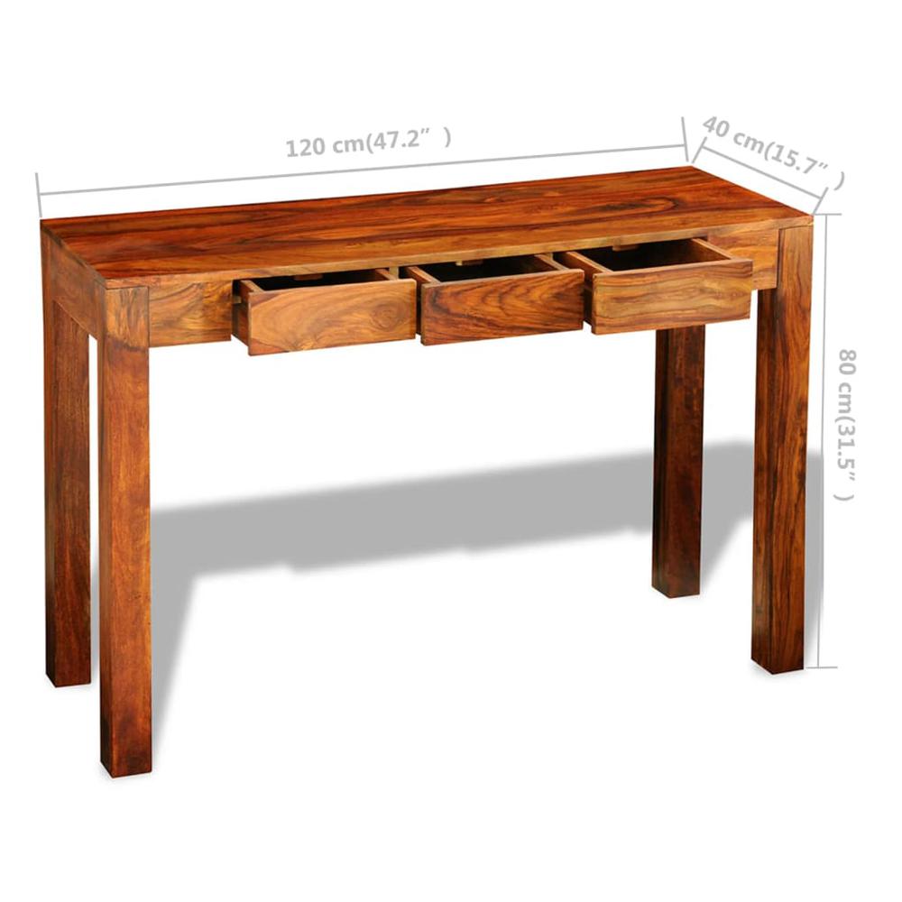 vidaXL Console Table with 3 Drawers 31.5" Solid Sheesham Wood
