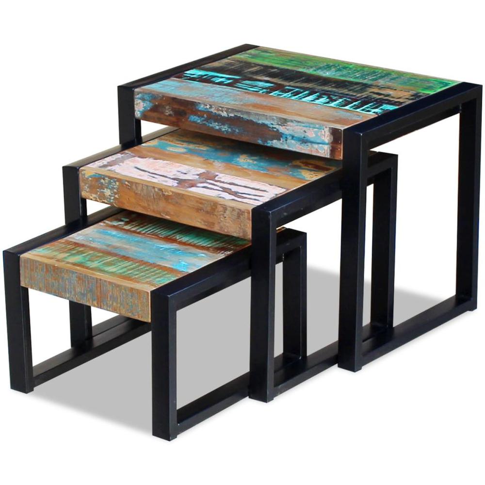 vidaXL Three Piece Nesting Tables Solid Reclaimed Wood, 243279