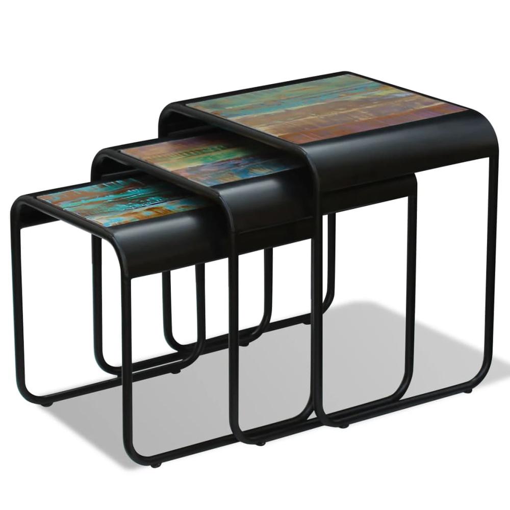 vidaXL Three Piece Nesting Tables Solid Reclaimed Wood, 243286
