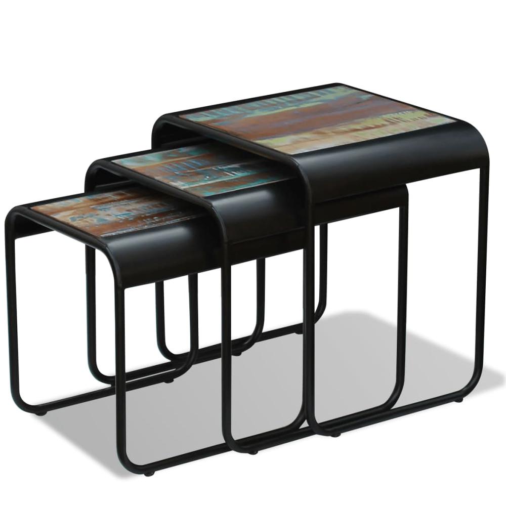 vidaXL Three Piece Nesting Tables Solid Reclaimed Wood, 243286