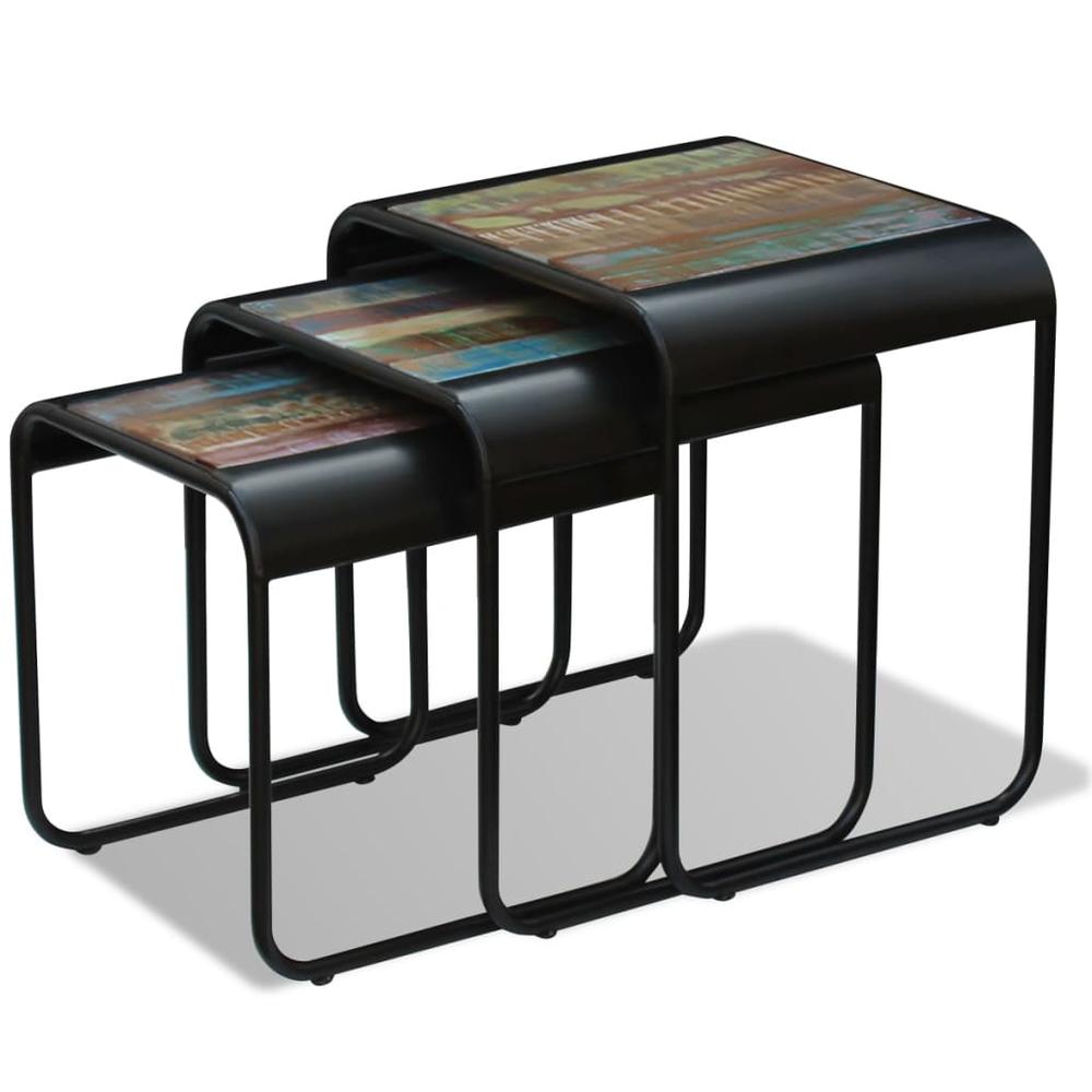 vidaXL Three Piece Nesting Tables Solid Reclaimed Wood, 243286