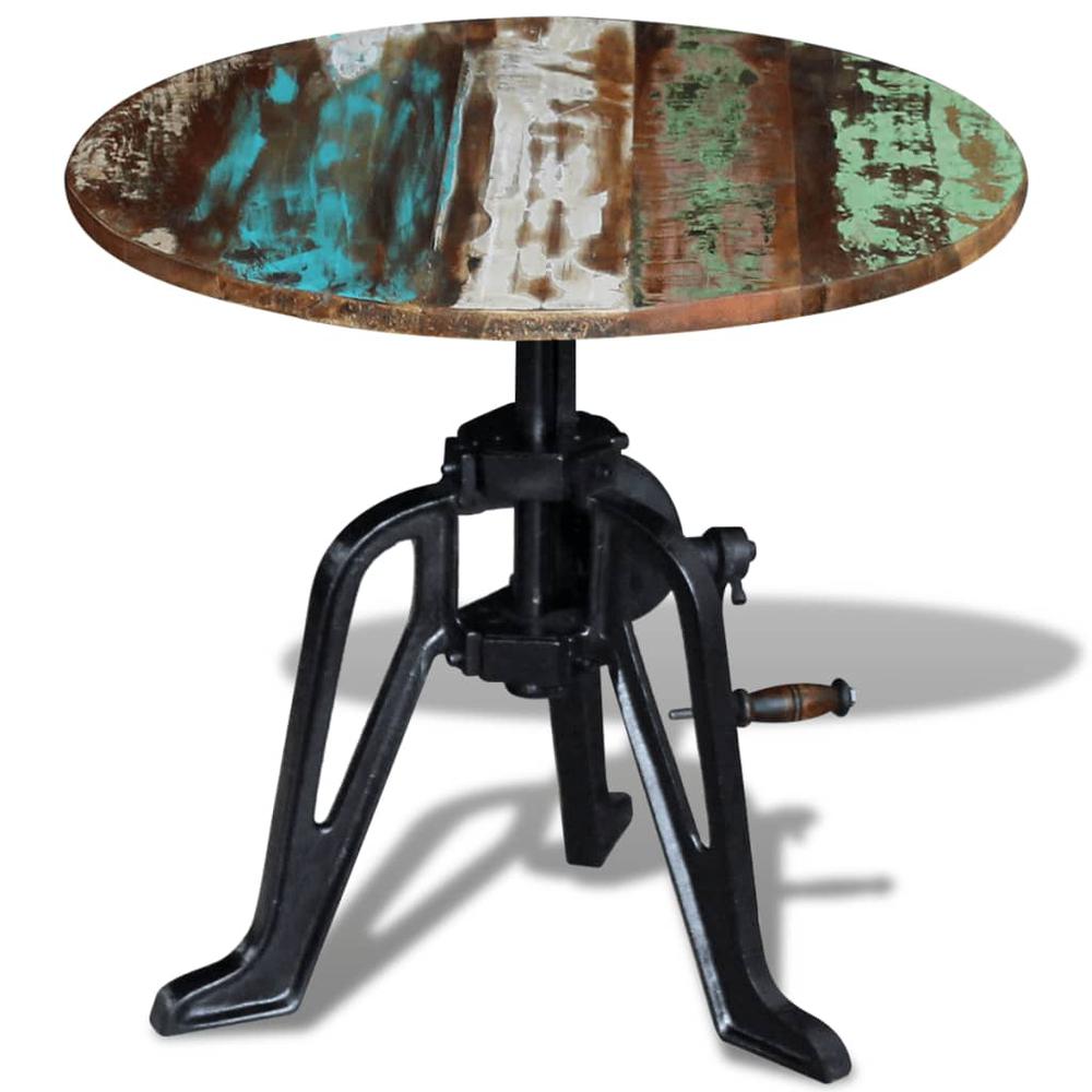 vidaXL Side Table Solid Reclaimed Wood Cast Iron 23.6"x(16.5"-24.8"), 243296
