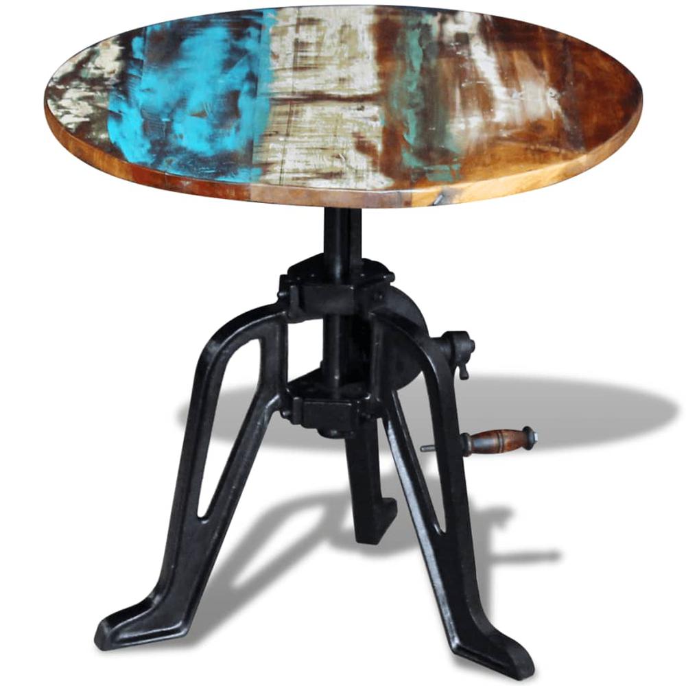 vidaXL Side Table Solid Reclaimed Wood Cast Iron 23.6"x(16.5"-24.8"), 243296