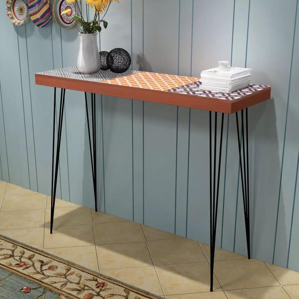 vidaXL Console Table 35.4"x11.8"x28" Brown, 243400