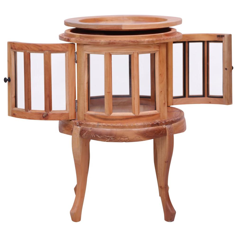 vidaXL Vitrine Cabinet Natural 19.7"x19.7"x29.9" Solid Mahogany Wood, 283844