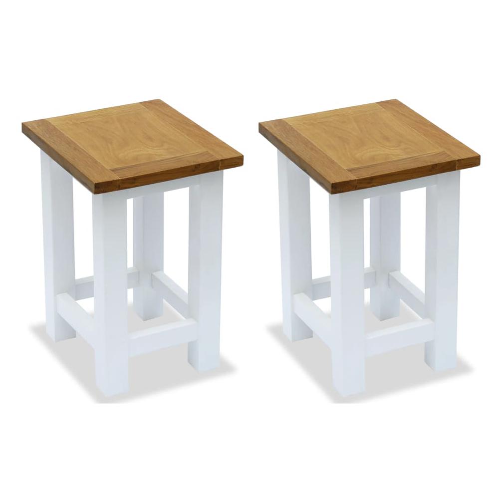 vidaXL End Tables 2 pcs 10.6"x9.4"x14.6" Solid Oak Wood, 3053419