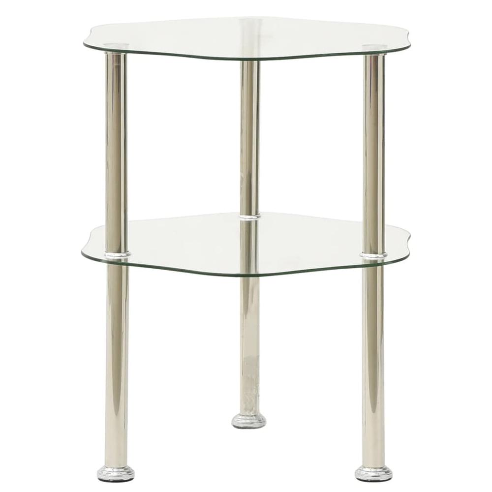 vidaXL 2-Tier Side Table Transparent 15"x15"x19.7" Tempered Glass 2790