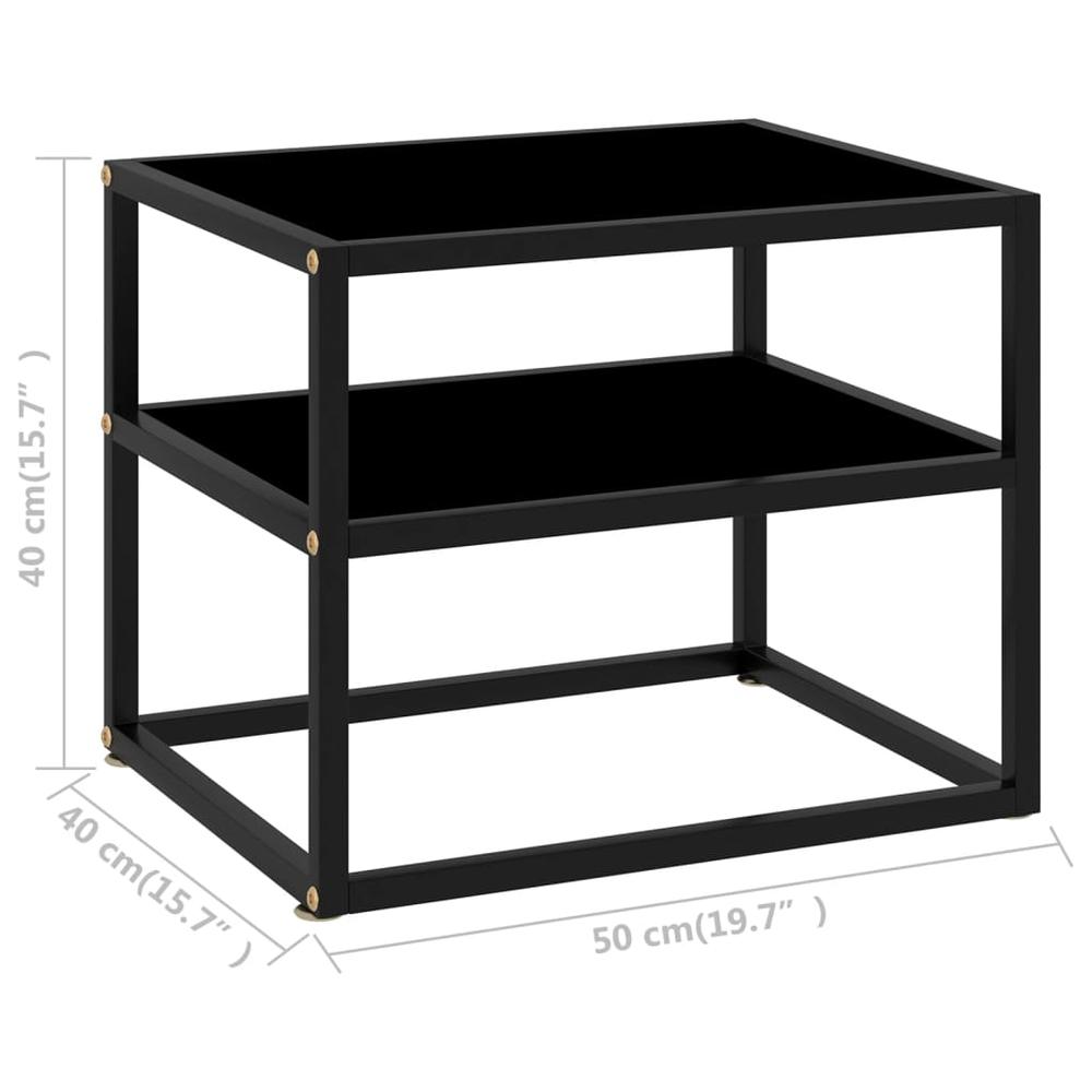 vidaXL Console Table Black 19.7"x15.7"x15.7" Tempered Glass 2852