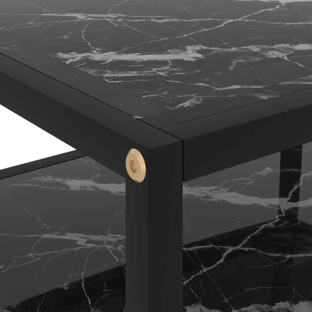 vidaXL Console Table Black 19.7"x15.7"x15.7" Tempered Glass 2854