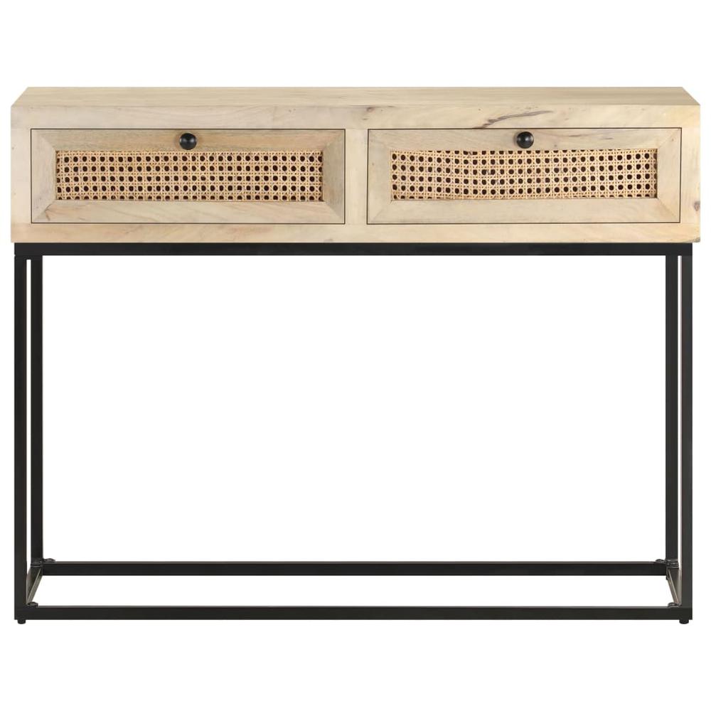 vidaXL Console Table 39.4"x13.8"x29.9" Solid Mango Wood and Natural Cane 3512