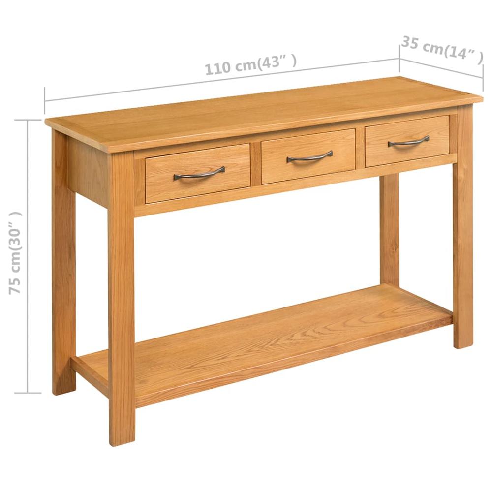 vidaXL Console Table 43.3"x13.7"x29.5" Solid Oak Wood