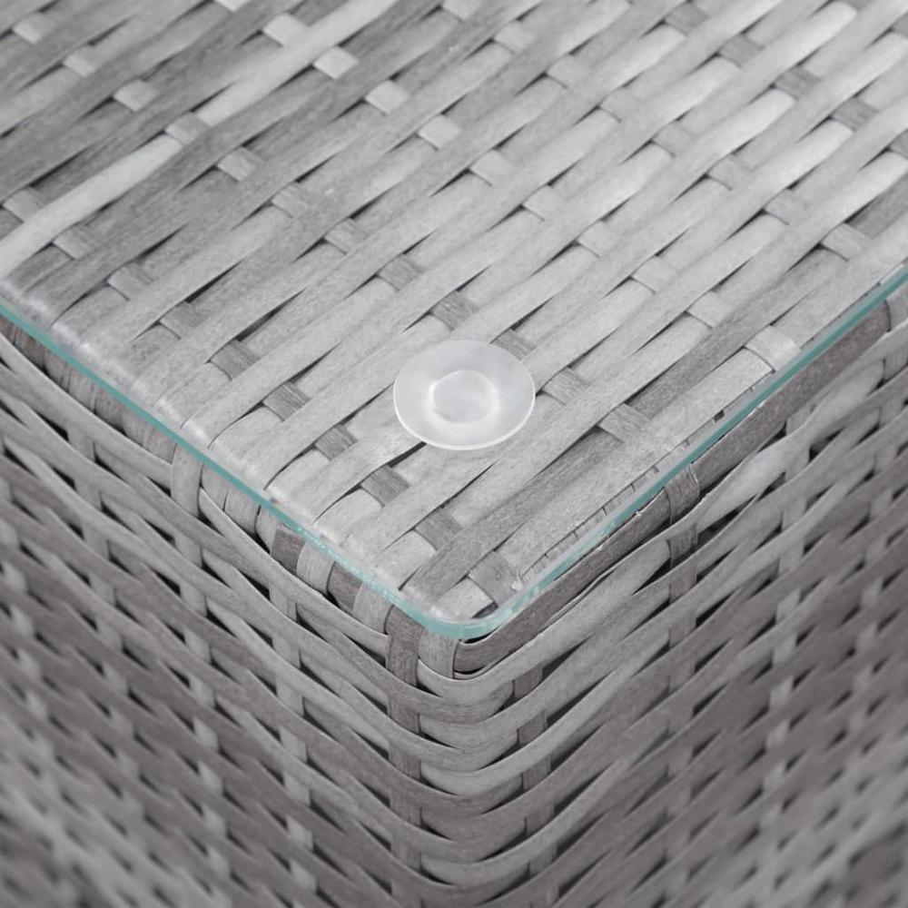 vidaXL Side Table with Glass Top Gray 13.8"x13.8"x20.5" Poly Rattan, 46983