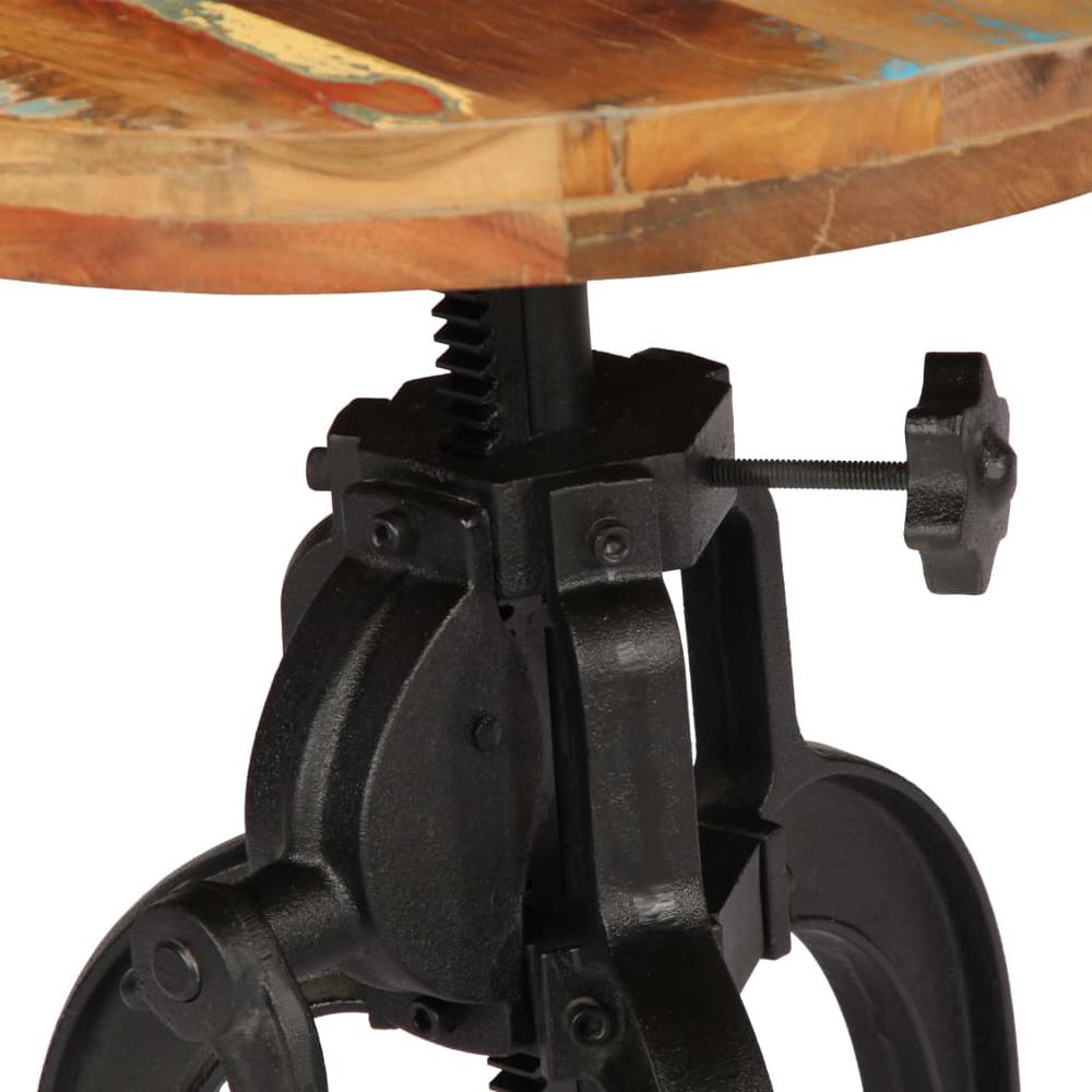vidaXL Side Table 17.7"x (17.7"-24.4") Solid Reclaimed Wood and Cast Iron