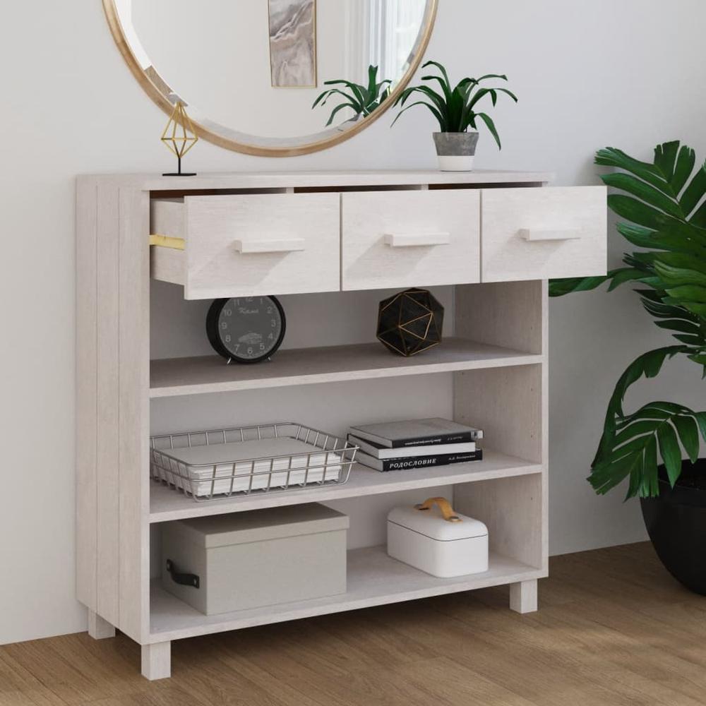 vidaXL Console Table White 35.4"x13.8"x35.4" Solid Wood Pine