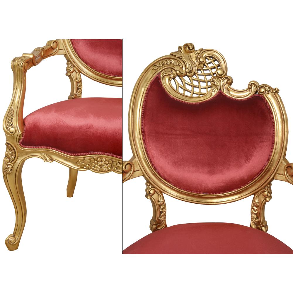 Red Pair of French Rococo Fireside Chairs