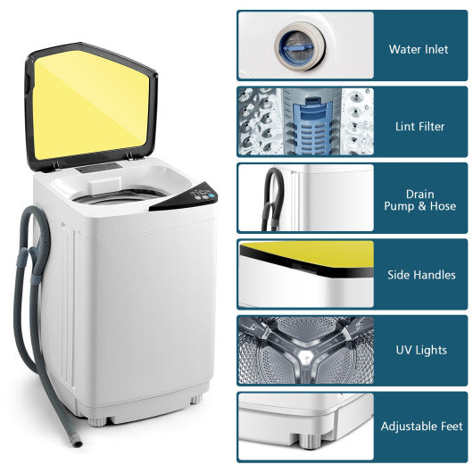Full-automatic Washing Machine 7.7 lbs Washer / Spinner Germicidal-Yellow
