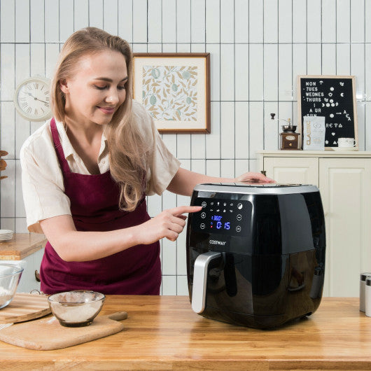 6.5QT Air Fryer Oilless Cooker with 8 Preset Functions and Smart Touch Screen-Black