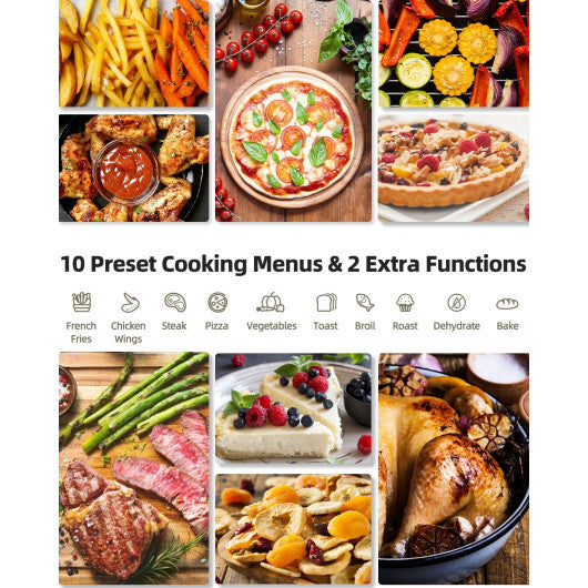26.4 Qt 1800W 10-in-1 Air Fryer Toaster Oven with Recipe